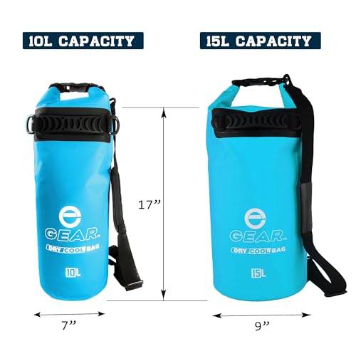 Enthusiast Gear Insulated Dry Bag Floating Cooler – 10L / 15L / 25L Roll Top, Leak Proof, Waterproof, Collapsible, with Padded Shoulder Strap - Perfect for Kayaking Fishing Beach - color: Blue, size: 10 Liter