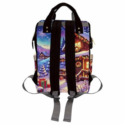 Custom Diaper Bag with Name, Personalized School Bag Christmas Elk Print, Monogram Nappy Backpack with Thermal Pockets for Adults Kids, Large Capacity Waterproof Diaper Bag Xmas Gift - color: A-color-1