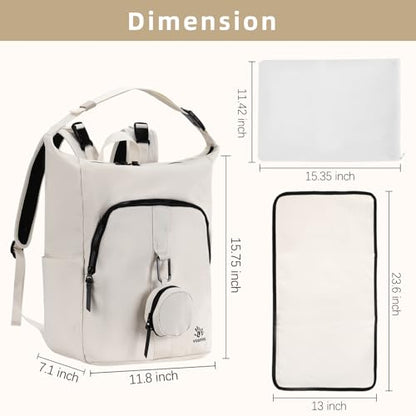 Diaper Bag Backpack with Changing Pad, Wet Dry Bag, Pacifier Case and Stroller Straps, Soft Cotton Lining, Baby Travel Bag for Moms and Dads（Beige） - color: Beige