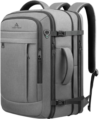 AREYTECO Carry On Backpack, 50L Extra Travel Laptop Backpack for Men Women - color: Grey, size: 17.3 Inch (20''x13''x10'')
