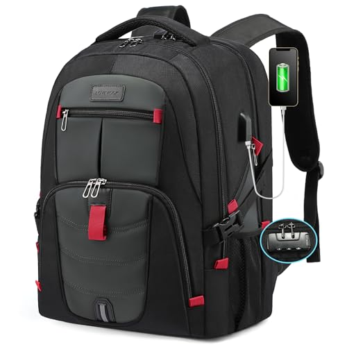 LOVEVOOK 17 inch Travel Laptop Backpack, DarkGrey, Waterproof, Anti-Theft with Lock, USB Charging Port, Large Capacity, Multi-Purpose - color: Darkgrey, size: 17 inch