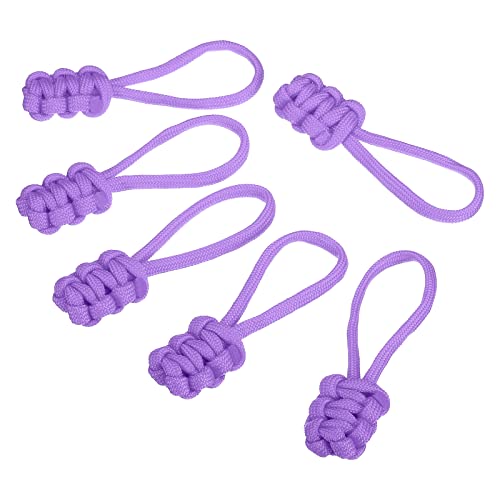 PATIKIL Zipper Pulls Replacement, 6 Pack Extension Cord Handle Fix Pull Tab Extender Fixer Slider Head Repair Kit for Luggage Backpack Jacket, Purple - color: Purple