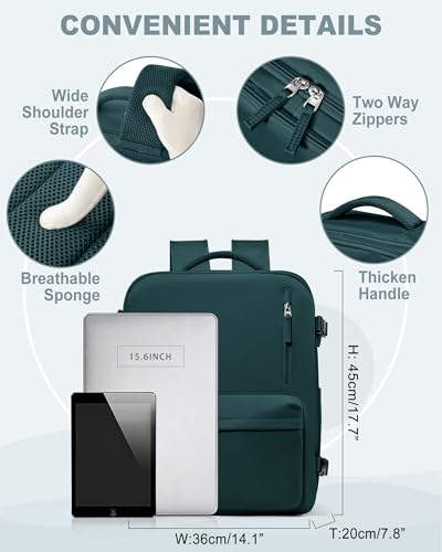 VECAVE 18x14x8 TSA-Approved Personal Item Backpack – Under Seat Carry-On Travel Bag for Women, Fits 15.6" Laptop, with Water Bottle & Shoe Pouch, Airline Travel Backpack Flight approved Blue - color: H2-blue, size: Large