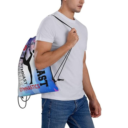 Gymnastics Drawstring Backpack Light Gym String Bag Pink Water Resistant Sackpack Sport Yoga Daypack For Womens Mens - color: Gymnastics10