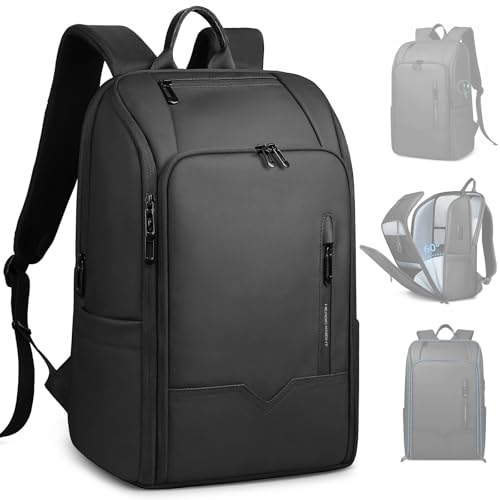 Men’s Travel Laptop Backpack with USB Charging Port, Water Resistant Carry On Backpack for 15.6 Inch Computer, Anti-Theft Laptop Bag, 25L Weekender Business Work College- Black - color: Black, size: 15.6inch