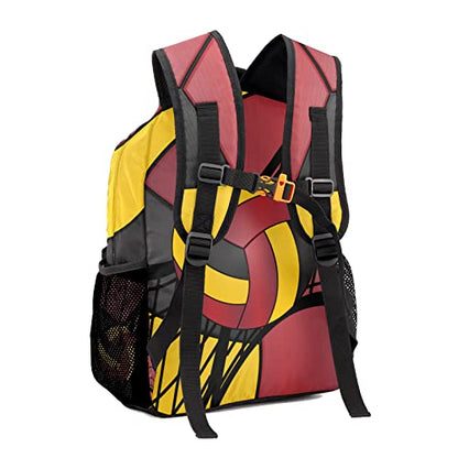 Custom Volleyball Red Black Yellow Personalized Causual Shoulder Bag Sports Leisure Camping Backpack for Women Men - color: Design 3