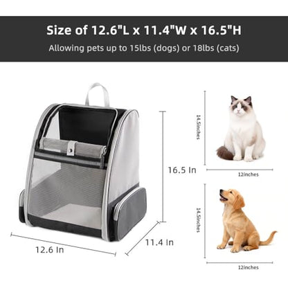 Cat Carrier Soft Sided Pet Carrier Backpack Airline Approved cat Bag for Cats & Dogs - Collapsible, 270° Breathable Design with 1 Pet Poop Bag+ 5 Leak-Proof Pee Pads, Ideal for Small/Medium Pets