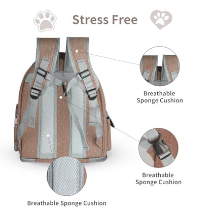 Cat Backpack Carrier for Cats and Small Dogs, Breathable Cat Bubble Backpack, Airline Approved Pet Travel Carrier for Hiking Camping Outdoor(Brown) - color: Brown
