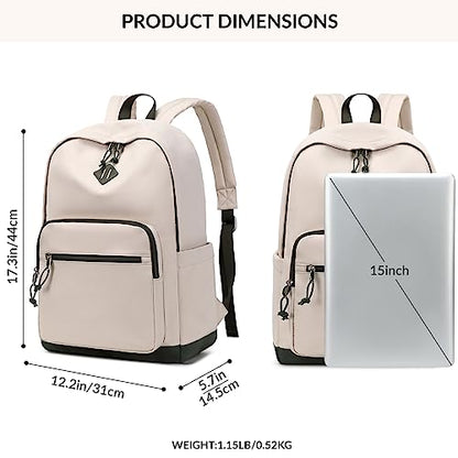 Lohol Classic Backpack for Girls Boys Teens, Lightweight Bookbag for School Travel College (Beige/Green) - color: Beige/Green