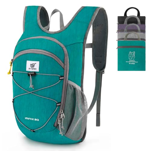 SKYSPER 15L/20L Foldable Hiking Backpack Lightweight Packable Travel Daypack with Chest Strap Small Folding Pack for Walking - color: Cyan, size: 20l