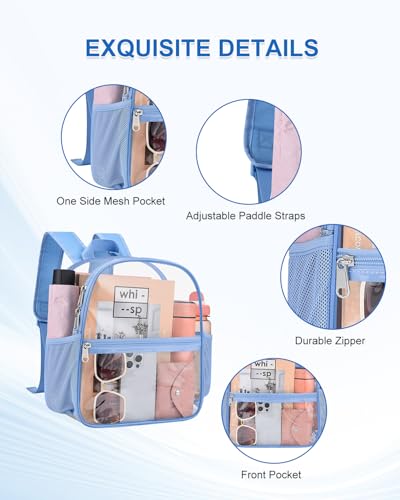 Clear Backpack for Stadium Events, 12x12x6 Small Clear Plastic bag with Reinforced Straps for Game Security Festival Concert - color: Sky Blue
