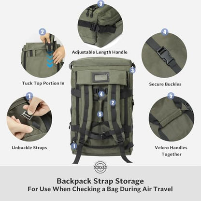STOVER 45L Carry-On U-Zip Rolling Duffel Bag with Wheels, Medium Durable Travel Duffle w/Toiletry Bag, Heavy-Duty, Packable, Foldable w/Shoulder Straps- Use as Luggage or Backpack, Men/Women (Green) - color: U-Zip Green