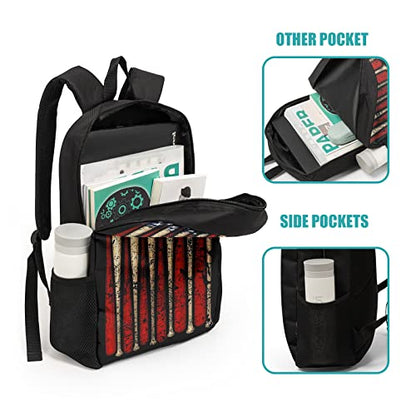 Giwawa American Flag Baseball School Backpack Set Lightweight Teen Girls Women Kids School Bags College Bookbag with Lunch Bag - color: Baseball Flag-1