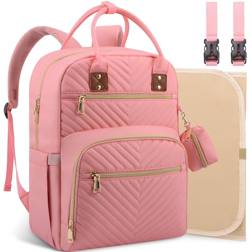 Tenot Baby Diaper Bag Backpack, Travel Diaper Bags for Baby Girl Boy Large Capacity Baby Bag Backpack for Women Light Pink - color: Light Pink