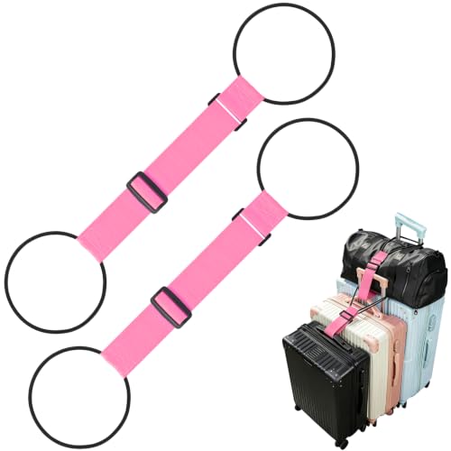 Luggage Connector Straps for Suitcases, Adjustable Travel Bungee for Carry on Bag, Backpack, Accessories, Multiple Use Strong Elastic Add A Bag Belt (Pink, 2 Pack) - color: Pink