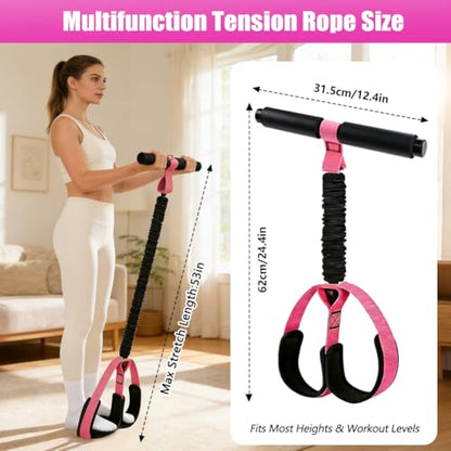 Upgrade 75 LB Pedal Resistance Band with Handle, Multifunction Tension Rope with Thickened Latex Tubes and Soft Foam Fabric Foot Pedal,Puller Resistance Band for Abdomen, Waist, Arm, Core/ABS, Leg