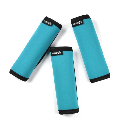Cosmos Pack of 3 Neoprene Luggage Handle Wrap Handle Grip Luggage Identifier for Travel Bag Luggage Suitcase (Aqua Blue Color) - color: Aqua Blue