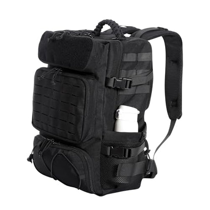 35L Tactical Backpack with Shoe Compartment & Molle Admin Pouch Combo – 1000D Water Resistant Military Backpack for Laptop 15.6” + Laser Cut EDC Tool Organizer Bag – Outdoor Hiking Gym Assault