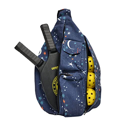 Nupouch Rucksack Pickleball Bag, Anti-Theft Crossbody Sling, USB Charging Connector Port, Backpack, Moon Magic - color: Moon Magic