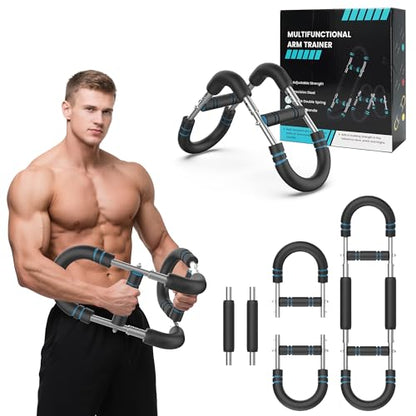 Power Twister Arm Trainer, 2026 New 40-100lb Adjustable Chest Workout Equipment, Portable Full Body Fitness Bar for Home Gym, Arm Trainer for Men, Detachable Spring Resistance Home Fitness Equipment