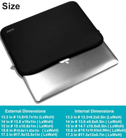 Naukay Laptop Sleeve Case, 15.6 Inch,Resistant Neoprene Notebook Computer Pocket Case/Tablet Briefcase Carrying Bag Compatible Asus/Dell/Fujitsu/HP/Sony/Toshiba/Acer- (Black) - color: Black, size: 15.6 inch