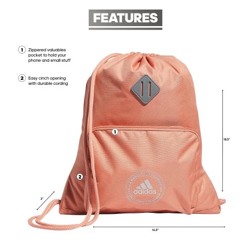 adidas Classic 3s 2.0 Sackpack, Wonder Clay/Silver Metallic, One Size - color: Wonder Clay/Silver Metallic