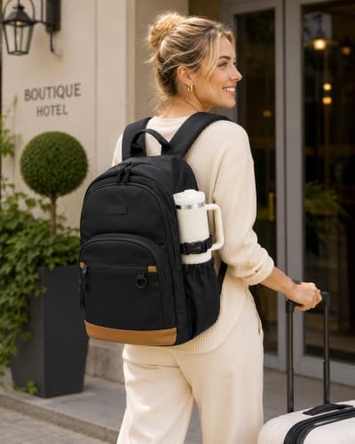 LOVEVOOK Travel Laptop Backpack, Waterproof Carry On Backpack for Women Men, 17.3 Inch Computer Bag, Large College School Bookbag with Luggage Sleeve, Chest Strap & Water Bottle Pocket - color: Black-a-l, size: 17.3 Inch