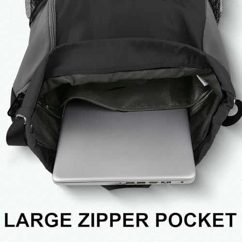 Drawstring Backpack with Mesh Pockets String Gym Bag Sackpack Sandproof Water Resistant Beach Backpack for Men Women - color: Black Gray