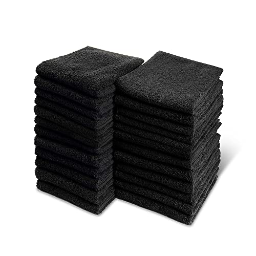 Black Bleach Proof Towels Bulk Sets 72 Pack 100% Cotton 16" X 27" Color Safe, Stain Resistant, Quick Drying Towels for Beauty, Hair and Nail Salon, Gym, Spa and Home Hair Care - size: 72 Pack