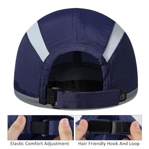 GADIEMKENSD Reflective Folding Outdoor Hat Unstructured Design UPF 50+ Sun Protection Sport Hats for Womens and Mens - color: Navy