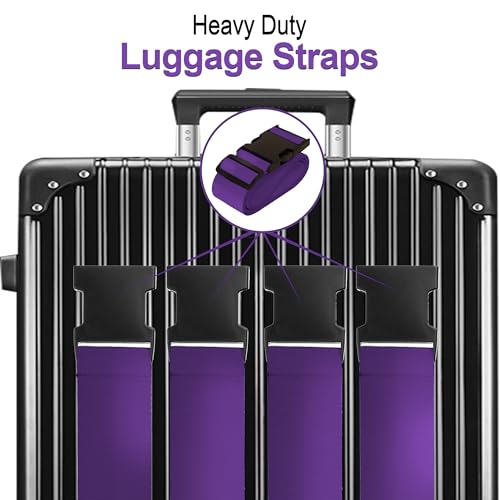 Luggage Straps for Suitcases TSA Approved Travel Belt by Chelmon(Purple) - color: Purple