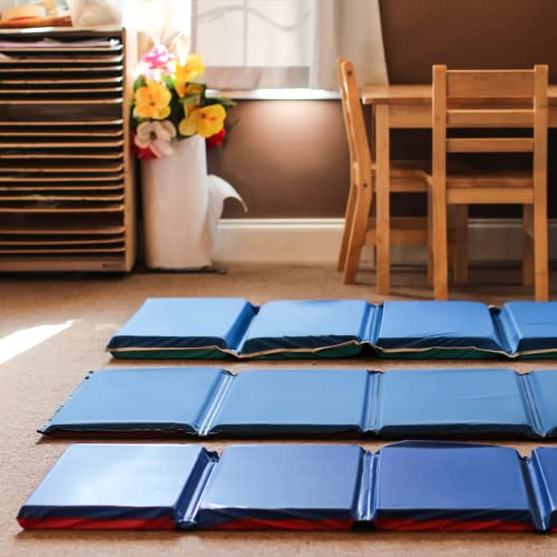 KinderMat, 1" Thick KinderMat, 4-Section Rest Mat, 45" x 19" x 1", Red/Blue, Great for School, Daycare, Travel, and Home, 100% Made in USA - color: Red/Blue Mat 1.0 Inch