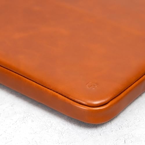 Casemade Real Leather Laptop Case/Zipped Folio Bag with Inner Pocket & Wool Lining Compatible with Apple MacBook, HP, Dell, Asus, Levovo (14 Inch - Tan) - color: Tan, size: 14 Inch