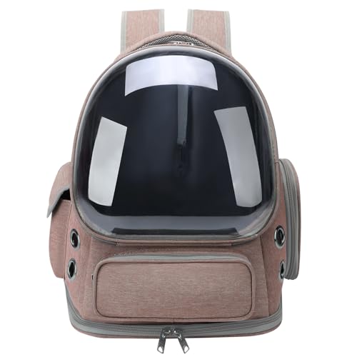Cat Backpack Carrier for Cats and Small Dogs, Breathable Cat Bubble Backpack, Airline Approved Pet Travel Carrier for Hiking Camping Outdoor(Brown) - color: Brown