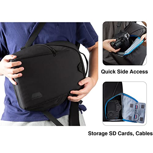 BAGSMART Small Camera Bag Backpack, DSLR SLR Camera Case Fits 13.3 Inch Laptop, Waterproof Photography Backpacks with Rain Cover Tripod Holder for Women Men, Black - color: Black, size: Small