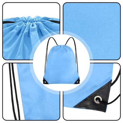 Grneric Drawstring Backpack Bulk 70Pcs String Backpack Drawstring Bags Cinch Bag Sackpack for Men Women Gym(Sky Blue) - color: Sky Blue