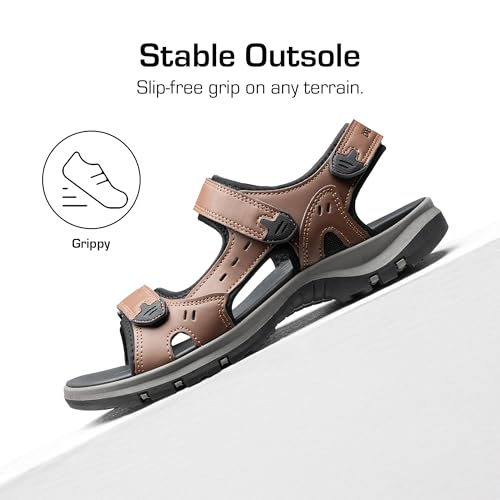 DREAM PAIRS Men's Hiking Beach Summer Water Sandals - color: Brown, size: 11