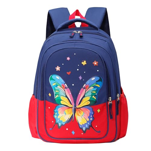 15 inch Primary School Kindergarten Schoolbag Leisure Cool Cute Cartoon Travel Backpack For Boys Girls Ages 6-10 Use - color: Red Butterfly, size: Large