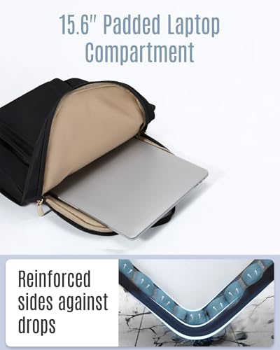 LIGHT FLIGHT Laptop Backpack for Women, 15.6 Inch Work Bag Business Backpack, Water Resistant Travel Bags for College, Beige - color: Beige