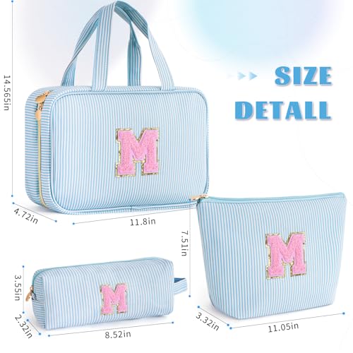 Gifts for Teen Girls Women - Personalized Toiletry Bag Initial Makeup Bag | Travel Cosmetic Bag | 8 9 10 11 12 13 14 15 16 Years Old Girl Gift Trendy Stuff - Blue M - color: Blue, style: M