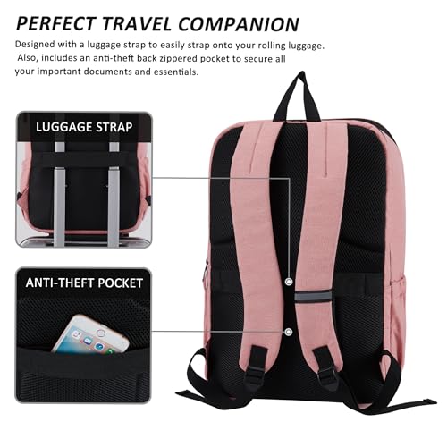 MAXTOP Deep Storage Laptop Backpack Business Anti-theft Backpacks[Water Resistant] College School Computer Bookbag Fits 17 Inch Laptop - color: Soft Pink, size: 17 inch, style: Daypack Backpacks
