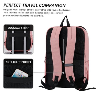 MAXTOP Deep Storage Laptop Backpack Business Anti-theft Backpacks[Water Resistant] College School Computer Bookbag Fits 17 Inch Laptop - color: Soft Pink, size: 17 inch, style: Daypack Backpacks