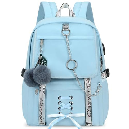 Spotted Tiger School Backpack for Girls Backpack with Lunch Box Backpacks for Teen Girl Backpacks School Bag Bookbag (Blue) - color: Blue