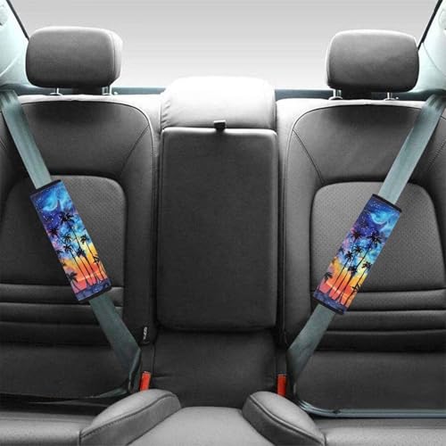 Dreaweet Sunset Palm Tree Seat Belt Cover Pad Hawaiian Print Car Accessories Seatbelt Covers for Women Girly,Soft Seatbelt Cushion Seat Belt Covers - color: Sunset Palm Tree
