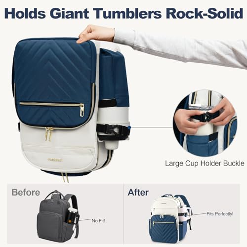VANKEAN Laptop Backpack for Women (Beige-Haze blue, 18 Inch) - color: Beige-haze Blue, size: 18 Inch