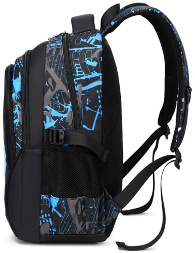 Boys Backpack for Elementary Kids Bookbag Middle School Bags Heavy Duty Soccer Laptop Durable Waterproof 18 In (2-Blue) - color: 2-blue