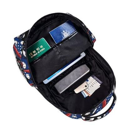 Casual Travel Backpack Patriotic Usa Retro American Flag Baseball Print Art for Men Women, Lightweight Water Resistant Commuter Daypack with Laptop Compartment and Side Mesh Pockets - color: Pattern (235)