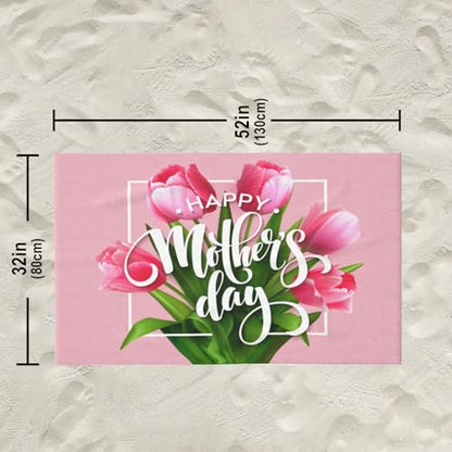 Happy Mothers' Day Beach Towel, Pink Tulip Flower Quick Dry Sand Free Absorbent Bath Towel, Microfiber Lightweight Towel Pool Travel Camping Gym Swim 30x60 Inch/ 77X153cm - color: Happy Mothers' Day Pink Tulip