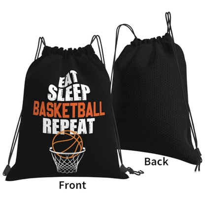Eat Sleep Basketball Repeat Unisex Drawstring Backpack Bag Sport Gym Travel Swim Sackpack - color: Eat Sleep Basketball Repeat2