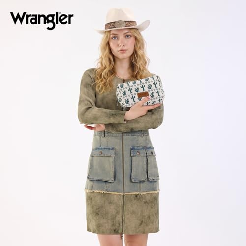 Montana West X Wrangler Travel Makeup Bag Waterproof Cosmetic Bag Portable Makeup Pouch for Women Large Toiletry Bag - color: Green